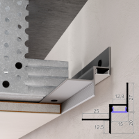 Алюминиевый профиль теневого шва c LED-подсветкой 15х20 мм., Metal Plintus APTL-15